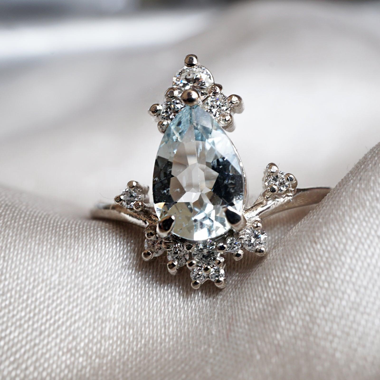 Emerald cut Aquamarine and diamond ring | Bond Street Jewellers Pty Ltd